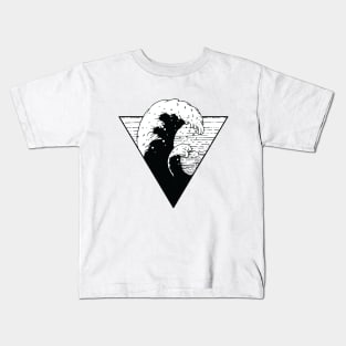 Wave Triangle black and white Illlustration sea swell Kids T-Shirt